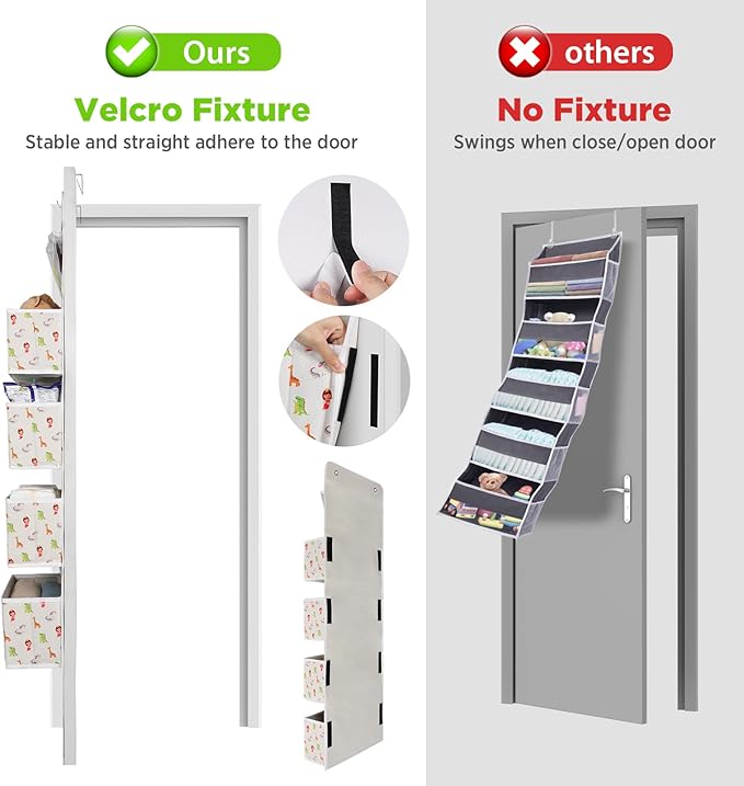 Univivi Over Door Hanging Organizer Behind Door Hanging Storage Baby Storage with 4 Large Pockets and 3 Small PVC Pockets for Cosmetics, Toys and Sundries