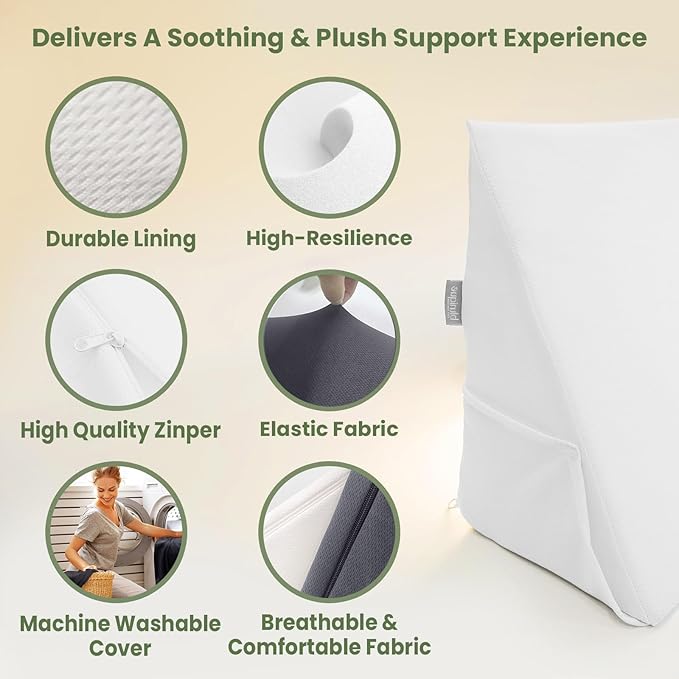 Wedge Pillow Headboard, Ultimate Comfort Bed Wedge Pillow for Headboard, Relaxation Bed Gap Filler for Queen, Foam Pillow Wedge for Headboard Gap, Overall Bed Gap Filler. 2 Covers.