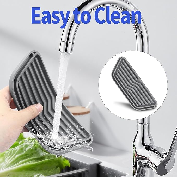 Waziaqoc 2 Pcs Refrigerator Drip Tray, Drip Catcher for Water Tray, Non-slip Silicone Dispenser Drip Collector for Drainage(Grey)