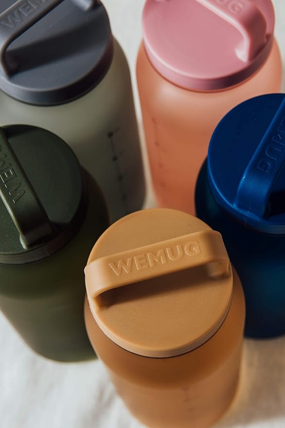 WEMUG Waterbottle 21 oz Easy Carry Handle, Modern Simple Design, BPA-Free, Leak Proof, Durable Plastic, Ultra Light, Handled (pink)