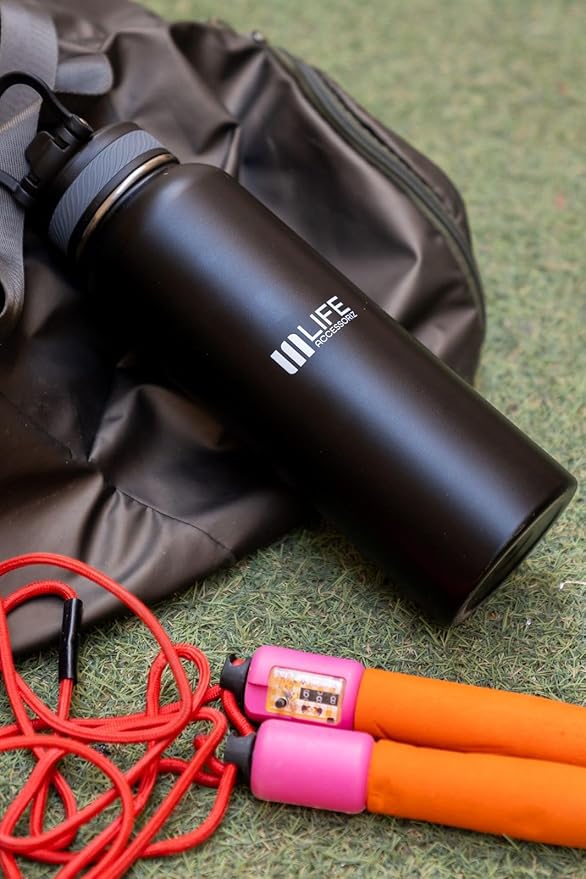 TempPro Water Flask - 3 Straw Lids, Leak-proof Stainless Steel Gym & Outdoor Bottles for Men& Women - Double Walled, Insulated Thermos (40 OZ)