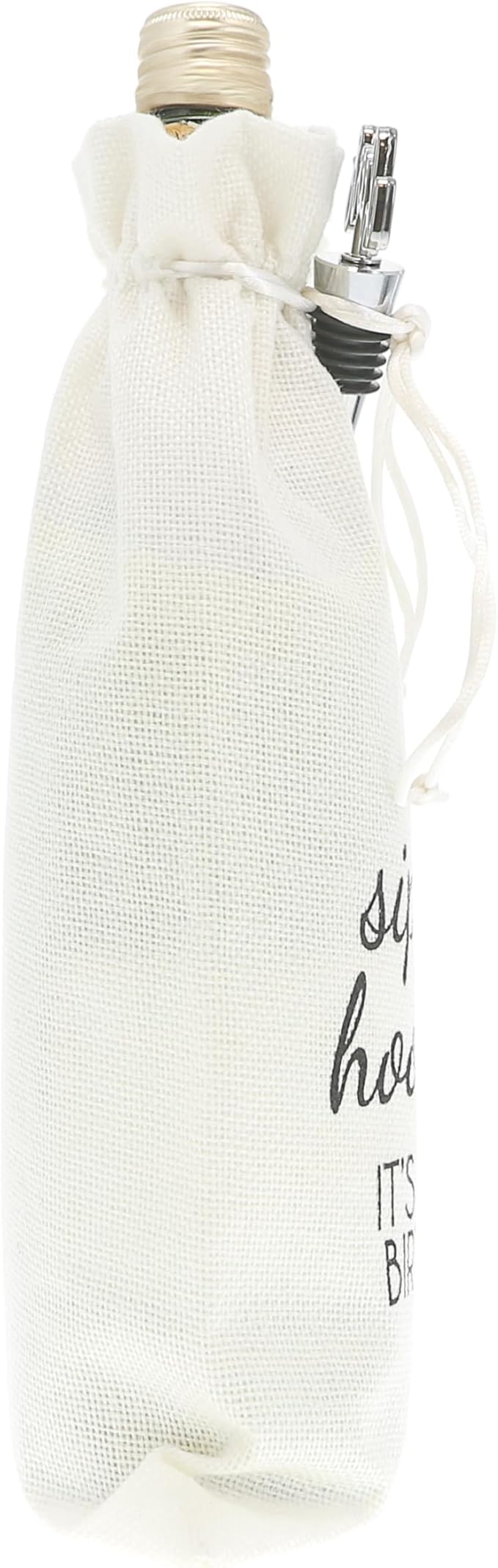 Pavilion Gift Company Sip Hooray-13 Wine Gift Bag Set, 13", Cream/Beige, Black, Silver