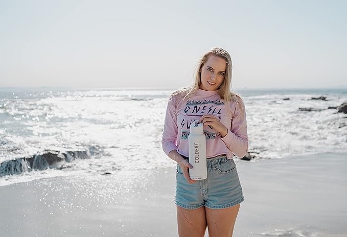 Coldest Sports Water Bottle with Straw Lid Vacuum Insulated Stainless Steel Metal Thermos Bottles Reusable Leak Proof Flask for Sports Gym (40 oz, Stealth Black)