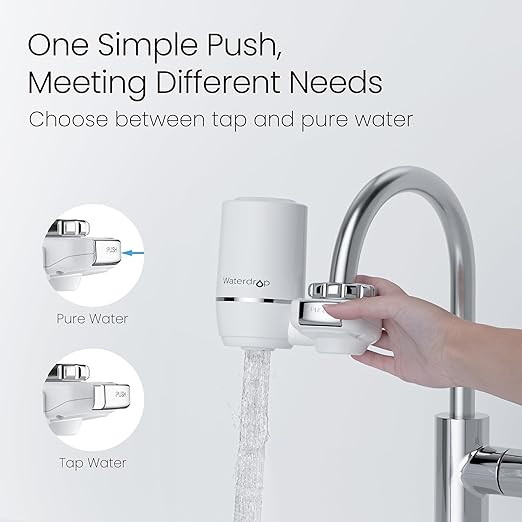 Waterdrop Ultra Filtration System for Skin Care, Faucet Water Filter, NSF Certified, 320 Gallons, Tap Water Filter, Reduces Chlorine, 𝐅𝐢𝐭𝐬 𝐒𝐭𝐚𝐧𝐝𝐚𝐫𝐝 𝐅𝐚𝐮𝐜𝐞𝐭, White(1 Filter)