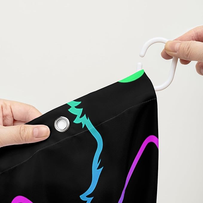 AILONEN Cute Cat Shower Curtain for Bathroom,Gradient Line Kawaii Kitten Bath Curtain for Kids Boys Girls,Color Cartoon Animal Polyester Waterproof with 12 Plastic Hooks 72" W*72" H