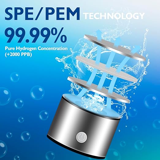 Hydrogen Water Bottle, Portable Hydrogen Water Bottle Generator, Rechargeable Hydrogen Water Ionizer Machine for Home, Office, Travel, Daily Drinking（Silver）