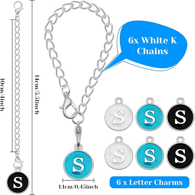Letter Accessories for Stanley Cup,6PCS Initial Name ID Personalized Handle Personalized Handle Decor Set DIY Identification Handle Letter for Stanley Tumble (S/White/Black/Blue)
