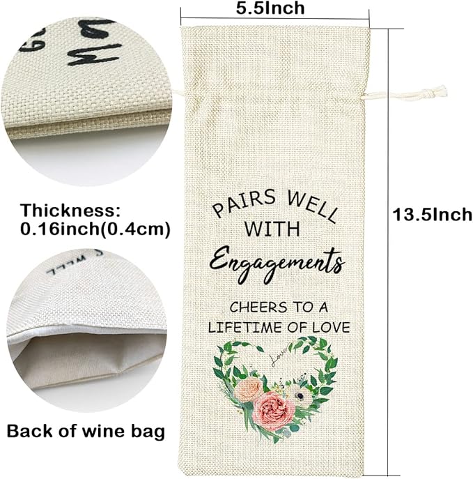 LANBAIHE Engagements Wine Bag, Gift for Getting Engaged, Couple, Gifts For Bride, Engagements, Wedding Wine Gift Bag