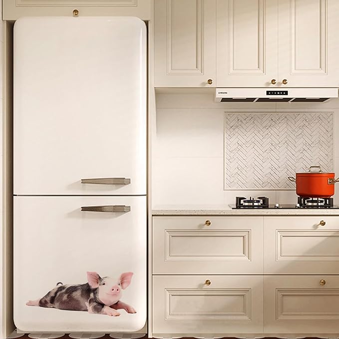 Funny Piggy Wall Sticker Realistic Pig Wall Decal Peel Stick, Removable Vinyl Piggy Wall Mural Sticker Funny Gift for Friends Kitchen Kids Playroom Wall Art Decor