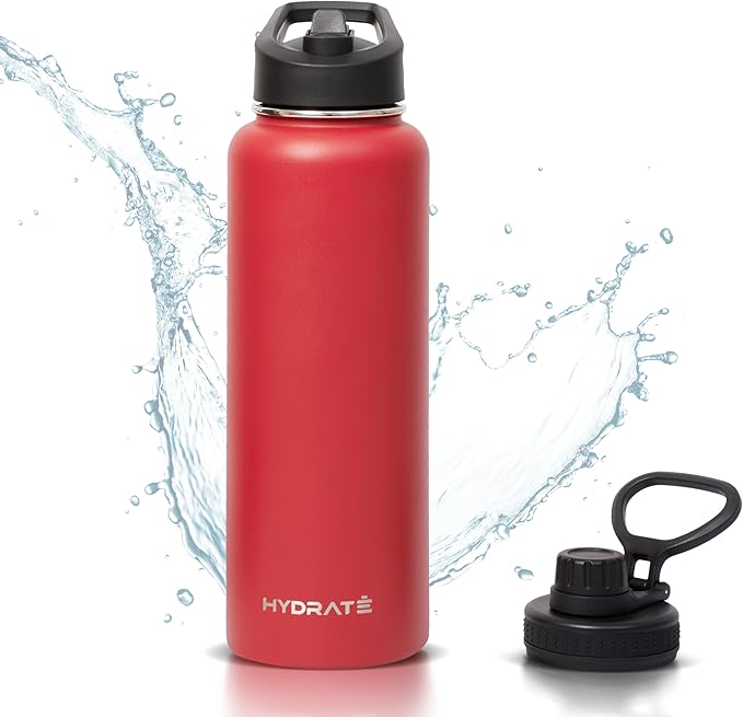 HYDRATE Insulated Stainless Steel Water Bottle - Large Reusable Flask with Leak-Proof Design and Convenient Handle - Double Vacuum Insulation for School, Work, or Adventure