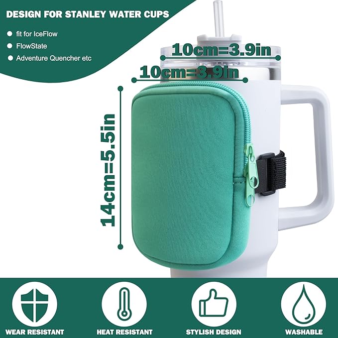 Water Bottle Pouch for Stanley 40 oz Tumbler with Handle - Gym Accessories for Women, Cup Belt Bag Compatible with Stanley/Simple Modern Tumbler Accessories