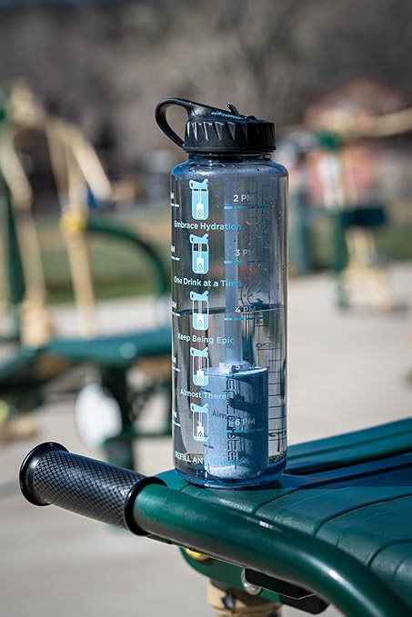 Epic Nalgene Filtered Motivational Water Bottle | Water Bottles With Times To Drink | USA Made Bottle and Filter | Dishwasher Safe | BPA Free with Time Marker | Removes 99.99% Tap Water Impurities