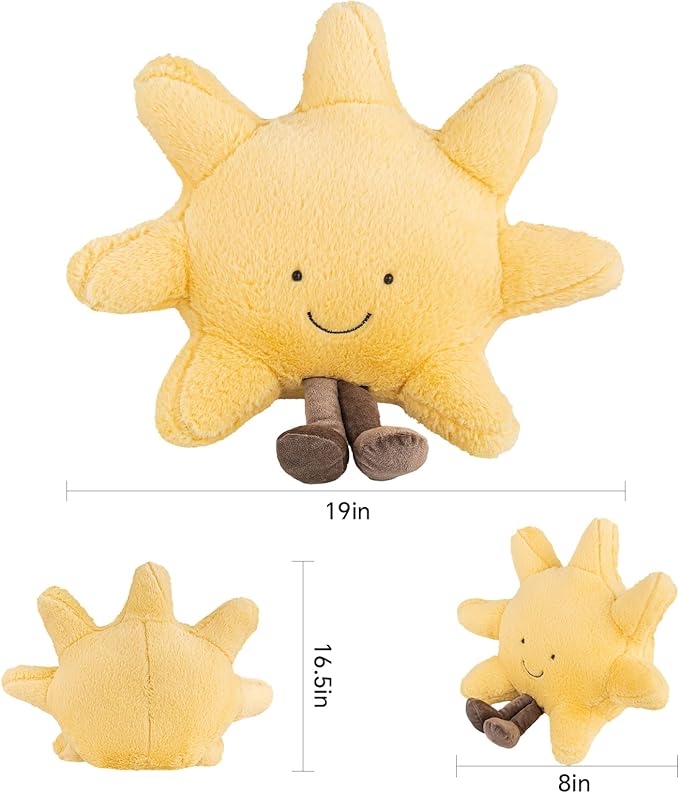 Cute Sun Plush Toy, 19" Sunshine Stuffed Animal, Smiling Fun Filled Sun Pillow, Sunshine Animal Pillow Soft Plush Toy for Children's Birthday Gift