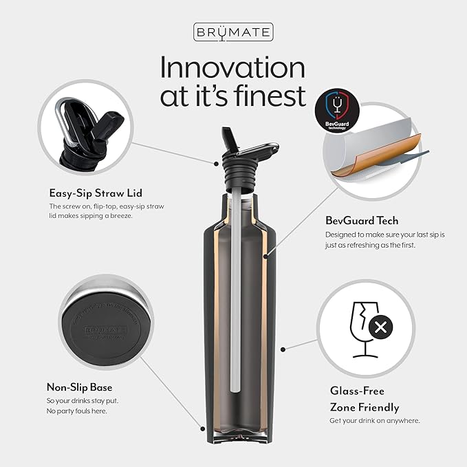 BrüMate ReHydration - 100% Leakproof 25oz Insulated Water Bottle with Straw - Stainless Steel Water Canteen (Rose Gold Leopard)