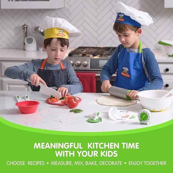 Curious Chef 27-Piece Kitchen Foundation Kit for Kids, includes Real Cooking and Baking Tools, Dishwasher Safe and Made with BPA-Free Plastic