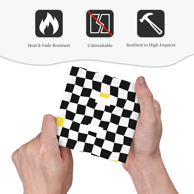 Black and White Distorted Squares Double Toggle Light Switch Covers 2 Gang Wall Plate Dual Decorative Switchplate Electrical Faceplate for Bathroom Country Kitchen Bedroom Decor, 4.9" x 5"