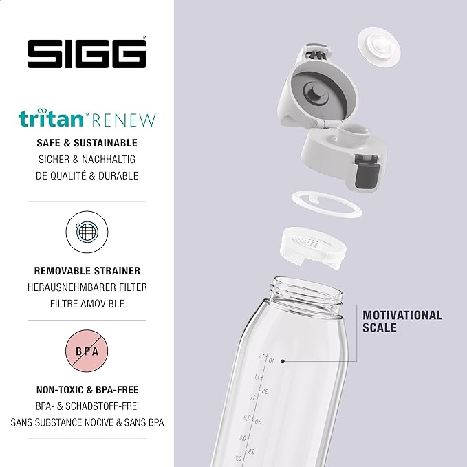 SIGG - Tritan Renew Transparent Water Bottle - Total Clear ONE MyPlanet - For Carbonated Beverages - Dishwasher Safe - With Fruit Strainer - Leakproof & Lightweight - BPA Free - 17 Oz / 25 Oz / 51 Oz