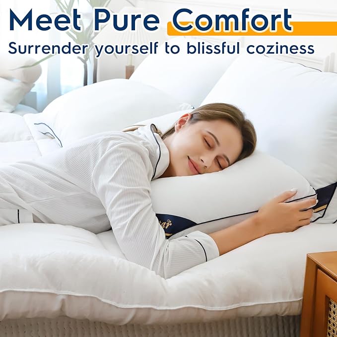 OTOSTAR Pillows Queen Size Set of 2 Bed Pillows for Sleeping Cooling Pillows 2 Pack with 3D Microfiber Filling Breathable Cover Pillows for Back Stomach or Side Sleepers Soft Fluffy Pillows for Bed