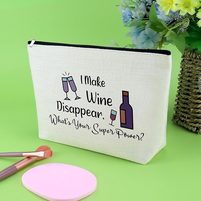 Wine Lovers Gifts Wine Drinker Gifts Makeup Bag Wine Gifts for Mom Wife Sister Friendship Gifts Wine Gifts for Wine Lovers Appreciation Gifts for Friends Christmas Birthday Cosmetic Pouch
