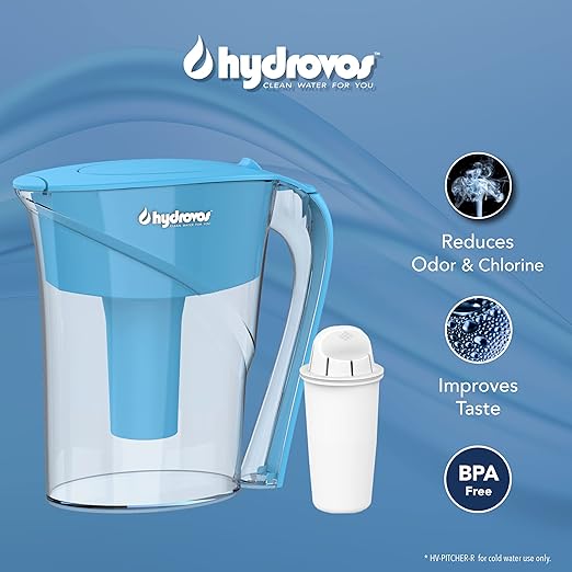 Water Filter Pitcher for Drinking Water, 7-Cup Capacity, BPA Free, Reduces Chlorine Taste and Odor from Tap Water, One Included Filter Lasts 3 Months