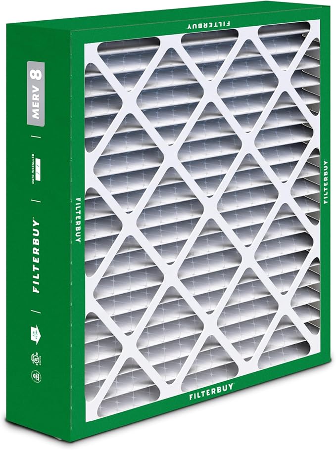 Filterbuy 20x25x6 Air Filter MERV 8 Dust Defense (2-Pack), Pleated HVAC AC Furnace Air Filters for Aprilaire Space-Gard 201/2200 / 2250 & Lennox (Actual Size: 19.75 x 24.25 x 6.00 Inches)
