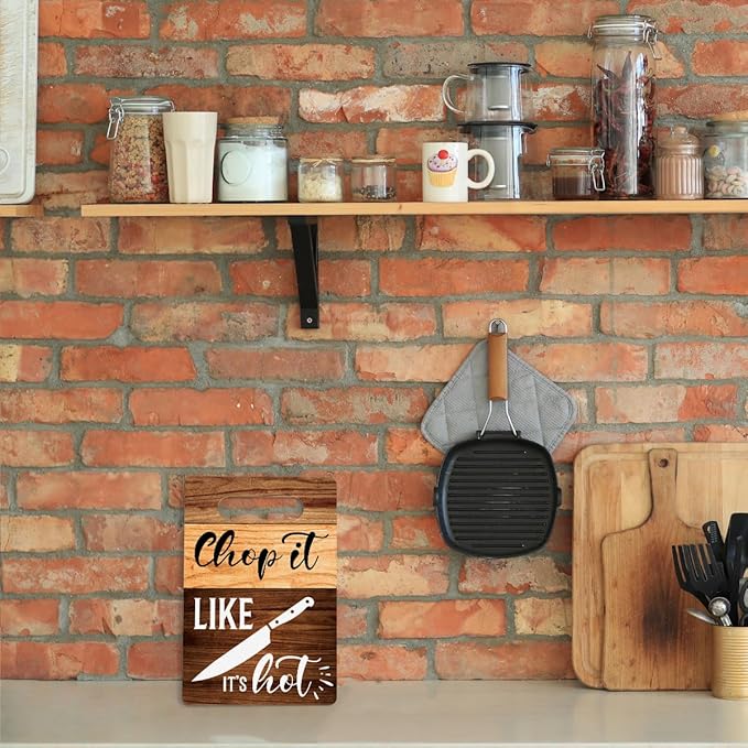 Farmhouse Kitchen Decor, Kitchen Signs Wall Decor, Wall Decor for Kitchen, Kitchen Decorations, Kitchen Door Wall Hanging Decor, Chop It Like It's Hot Wood Sign 8 x 12 Inch