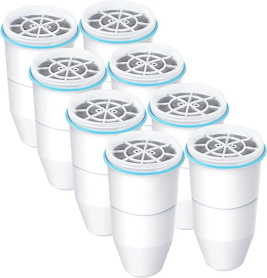 VIPHASES 8 Pack ZR-001 ZR-017 ZR-004 6-Stage Replacement Water Filters, Replacement for Pitchers and Dispensers, Advanced 0 TDS System to Removes 99.99% Lead, Chlorine, Fluoride, PFOA/PFOS