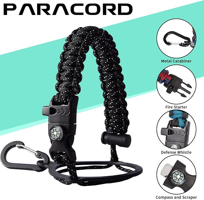 Stainless Steel Water Bottle 40oz with Straw & Auto Spout Lids, Paracord Handle, Insulated Water Bottle Carrier Bag & Bottle Protective Boot, Thermo Flask Metal Canteen Bottle Keep Cold-48H & Hot-24H