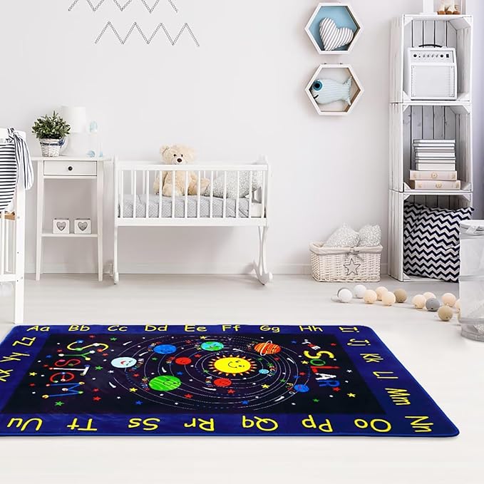 Kids Rug 5x7 Kids Room Rugs for Bedroom Carpet Kids Educational Rug Extra Large Soft Crawling Play Mat for Children Toddlers Classroom Playroom Alphabet Nursery Area Rug