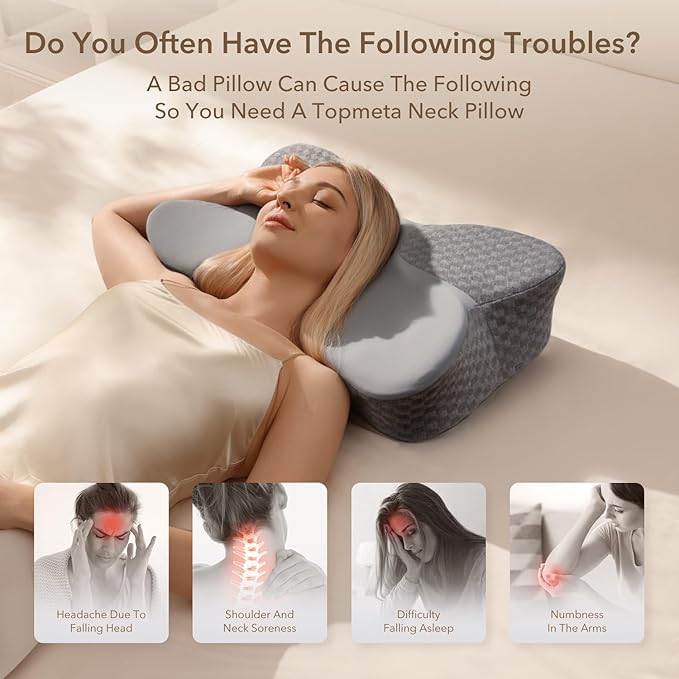 Cervical Pillow for Neck Pain Relief, Contour Memory Foam Neck Pillow for Bed Sleeping, Adjustable Height Double - Sided Cervical Neck Pillow for Side, Back and Stomach Sleepers