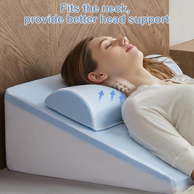 Wedge Pillow, 10” Bed Wedge Pillow for Sleeping, Elevate Incline Pillow for Adults,Memory Foam Wedge with Washable Case, Ideal for Rest & Relax