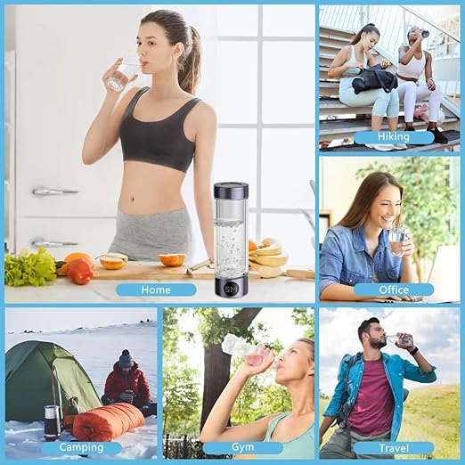 Hydrogen Water Bottle, Hydrogen Water Bottle Generator,Portable and Rechargeable Hydrogen Health Water Bottle,1800ppb Hydrogen Ionizer Water Bottle,for Home Office Travel,Purple