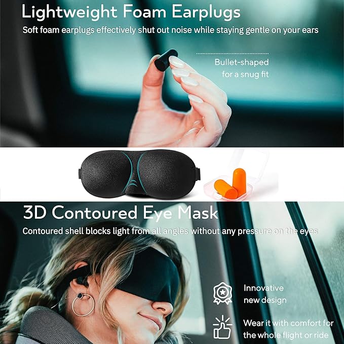 Travel Pillow, Neck Pillow Travel, Memory Foam Neck Pillow Travel Neck Pillow for Traveling, Neck Support Travel Pillows for Long Flights, Neck Travel Pillows for Airplanes, Pink