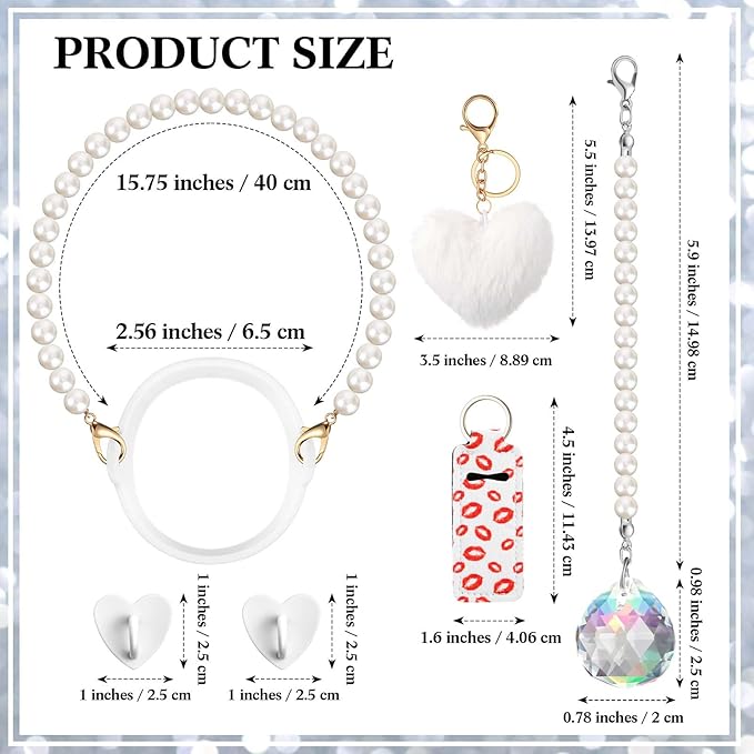 Water Bottle Accessories Set with Silicone Water Bottle Handle with Strap Hanging Charms Compatible with Stanley Cup(White)