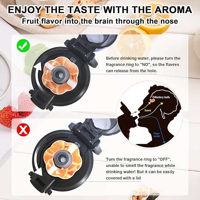 Newly Upgraded 35oz Air Water Bottle with Flavor Pods, Leak Proof Scented Water Bottle with Large Portable Handle, 0 Suger No BPA for Gym, Outdoors, Schools (Black Straight Mouth)