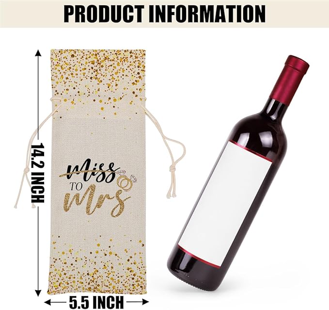 Wedding Mrs Bridal Shower Gifts Wine Bag Honeymoon Gifts Engagement Gifts for Couples Women Men Friend Coworker Niece Teacher Her Bachelorette Party Wine Bags