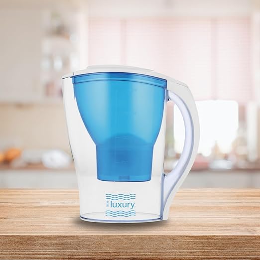 Little Luxury Hawaiian Water Filter Jug with 1 Filter, 85 oz. Pitcher, BPA-Free, Long-Life Carbon Filter, Slim Design, Ergonomic Handle