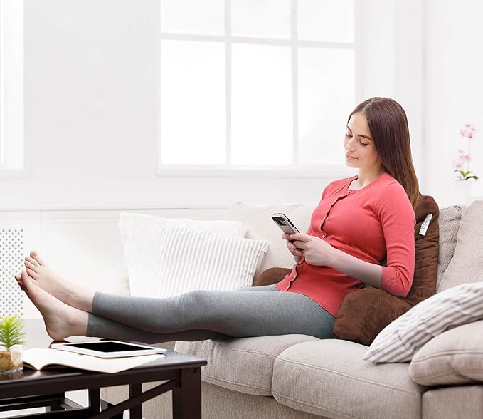 Nestl Reading Pillow Standard Bed Pillow, Back Pillow for Sitting in Bed Memory Foam Chair Pillow, Reading & Bed Rest Pillows Chocolate Brown Back Pillow for Bed, Bed Chair Arm Pillow with Pockets