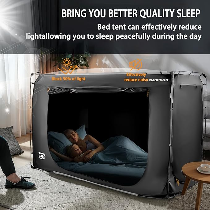 Bed Tent Full Size, Bed Canopy Tents, Portable Sleeping Tents, Dream Tents for Adult and Kids, Breathable 70% Blackout Privacy Space, Canopy Tent for Bed with Three Doors (Mattress Not Included)