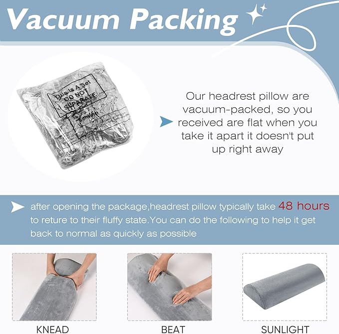 Yalikop 2 Pcs Non Slip Recliner Head Pillow Half Moon Bolster Pillow Set Neck Pillow for Office Chair Foot Pillow for Head Ankle Lumbar Support Leg Elevation Sleeping, Sofas and Loveseats (Grey)