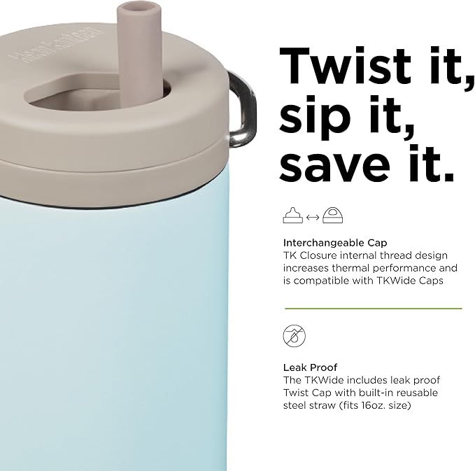 Klean Kanteen TK Wide 16 Oz Twist Top Blue Tint