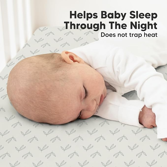 2-Pack Organic Crib Sheets for Boys, Girls - Jersey Fitted Crib Sheet, Baby Crib Sheets Neutral, Crib Mattress Sheet, Cotton Crib Sheets, Breathable Crib Sheet, Baby Mattress Sheets (Fleur)