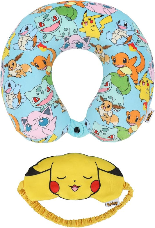 Pokemon Pikachu 2-Piece Eye Mask & Neck Pillow Travel Set