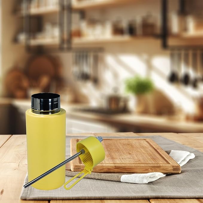 AGH Stainless Steel Insulated Bottle with Straw, 30oz Double Wall Vacuum Insulated Water Bottle, Wide Mouth Thermos Water Bottle for Hot Drinks/Cold Drinks, Travel Water Bottles for Gym & Sport