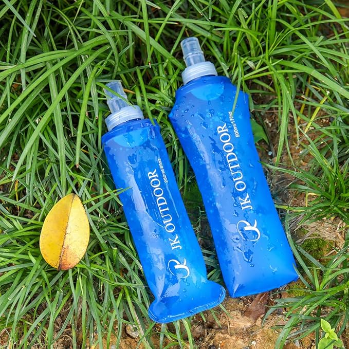 Running Soft Flask BPA Free TPU Soft Folding Water Bottle 2 Pack Outdoor Soft Water Bottle for Running Waist Pack, Wristbelt, Running Vest, Small Sling Bag