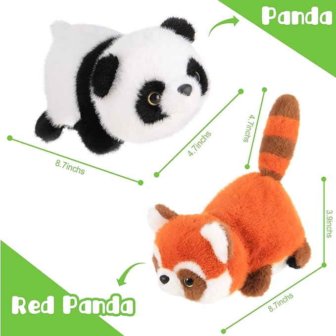 Red Panda and Panda Stuffed Animal,2 in 1 Panda Plush 8.7in Cute Sensory Fidget Stuffed Animals Soft Red Panda Pillow Toy for Kids Adults Girls Boys