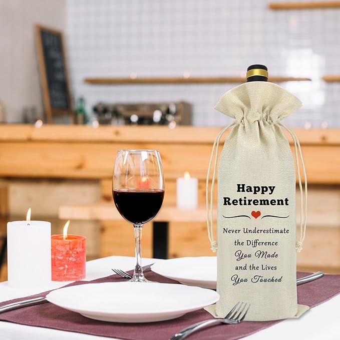 Happy Retirement Leaving Gifts Wine Bag Inspirational Retirement Gifts for Teacher Coworker Friend Colleagues Nurse Boss Coach Appreciation Gifts Going Away Gift for Men Women Wine Bottle Bag
