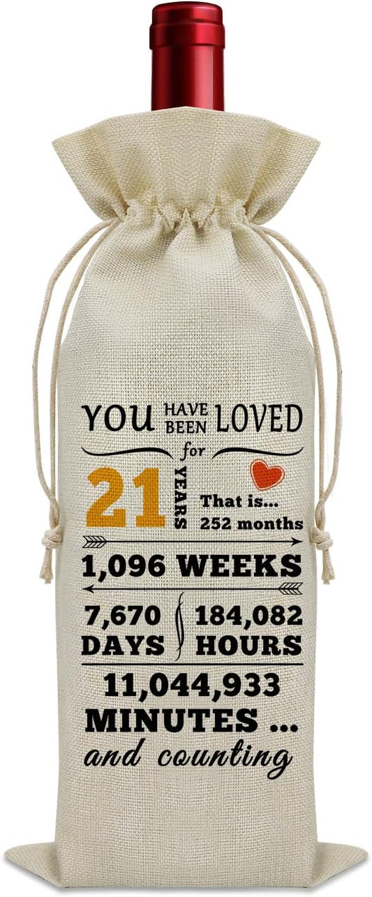 Sazuwu Happy 21st Birthday Gifts for Women Wine Bag 21 Year Old Birthday Gifts for Men Wine Bottle Storage Bag Gifts for Daughter Turning 21 Born in 2003 Gifts Wine Accessories Gifts for Wine Lovers
