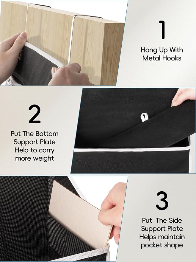 Over the Door Organizer Storage - Zippered 6 Shelf Behind Door Hanging Organizer with 8 Large Pockets, Anti-Tilt Design for Nursery, Bathroom, Bedroom, Kitchen, Dorm, Camper, Toys, Diapers, Cosmetics