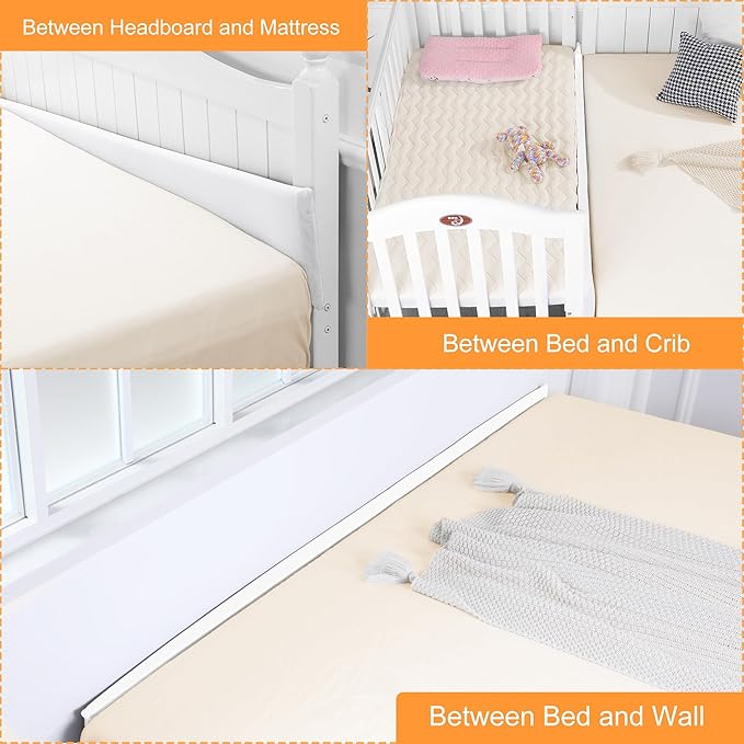 MABOZOO Bed Gap Filler Cushion, Long Thick Filler Bolster Pillow Stopper for Headboard Space Gap, Bed Mattress Extender Bed Wedge Pillow (White, 1.2X8X79inch)